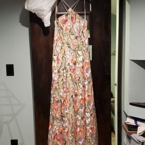 Embroidered Floral Formal Prom Gown